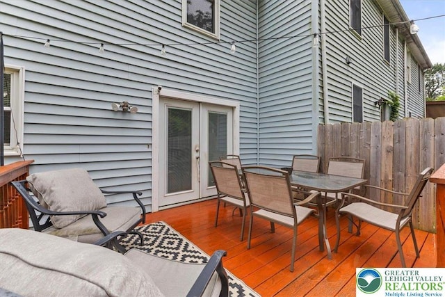 2233 Fox Run, Wilson Boro, PA 18042 - wooden terrace with french doors and outdoor dining area