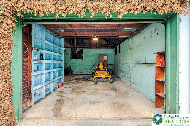2834 Interchange Rd, Franklin Twp, PA 18235 - basement with a garage and concrete block wall