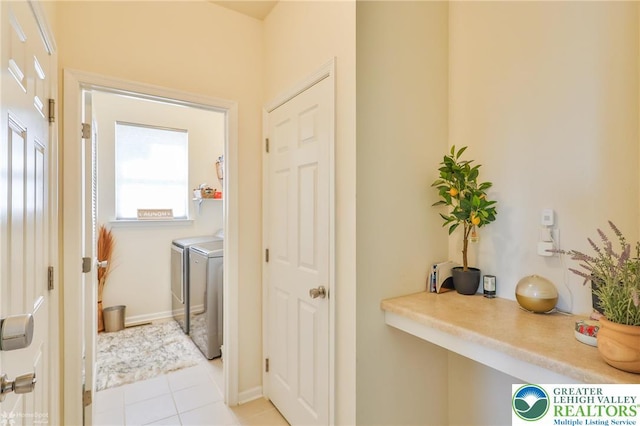 249 Danbury Dr, Upper Nazareth Twp, PA 18064 - laundry room with independent washer and dryer and light tile patterned flooring