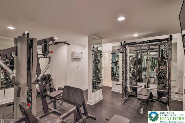 249 Danbury Dr, Upper Nazareth Twp, PA 18064 - gym with baseboards and recessed lighting