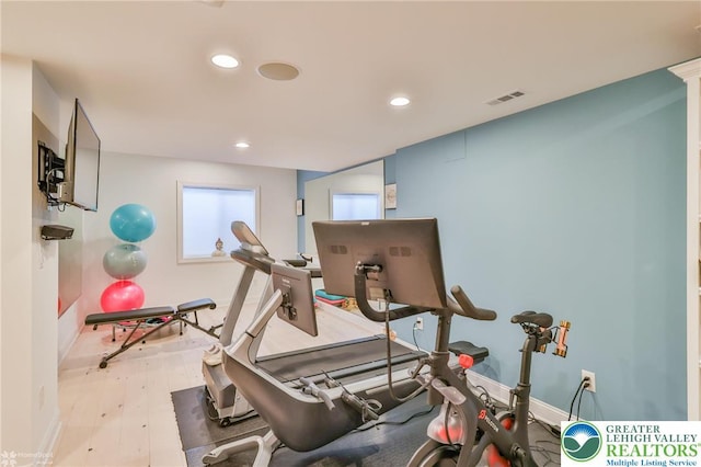 249 Danbury Dr, Upper Nazareth Twp, PA 18064 - exercise area with recessed lighting and wood finished floors