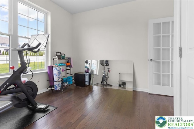 237 Danbury Dr, Upper Nazareth Twp, PA 18064 - exercise area with wood finished floors and baseboards