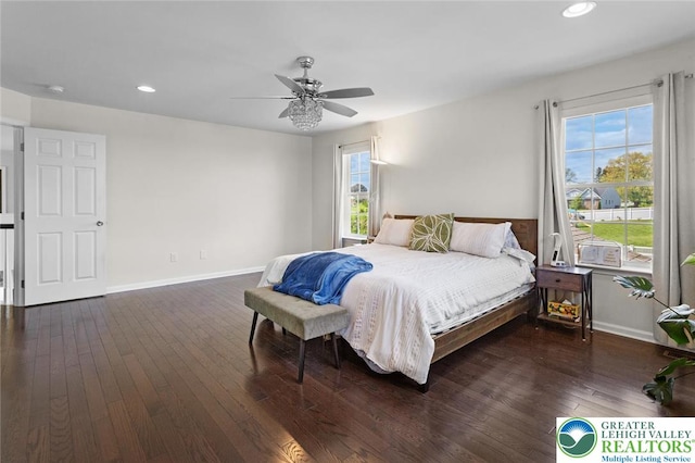 237 Danbury Dr, Upper Nazareth Twp, PA 18064 - bedroom with wood-type flooring, recessed lighting, and ceiling fan