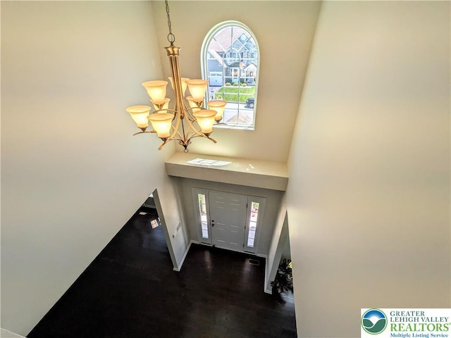 237 Danbury Dr, Upper Nazareth Twp, PA 18064 - foyer with a towering ceiling and a chandelier