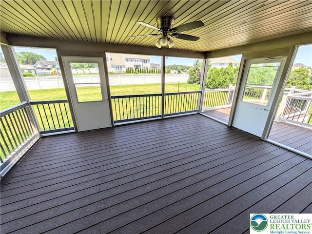 237 Danbury Dr, Upper Nazareth Twp, PA 18064 - unfurnished sunroom with ceiling fan