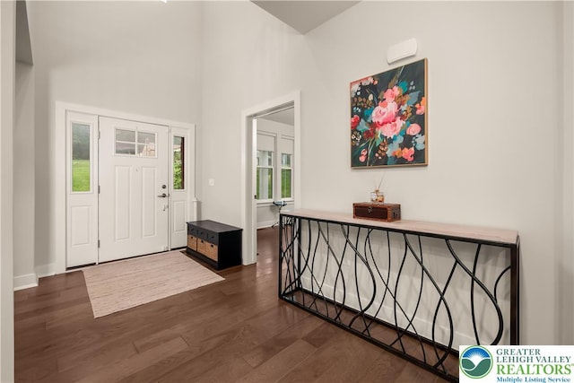 5635 Saucon Ridge Rd, Upper Saucon Twp, PA 18036 - entryway featuring dark wood-type flooring and a towering ceiling