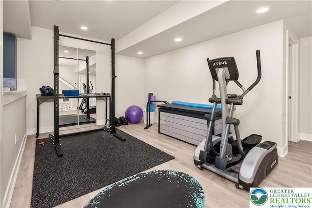 5635 Saucon Ridge Rd, Upper Saucon Twp, PA 18036 - workout room with wood finished floors and recessed lighting