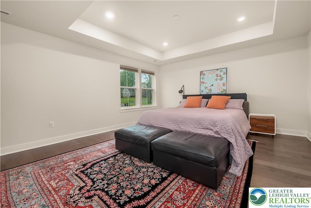 5635 Saucon Ridge Rd, Upper Saucon Twp, PA 18036 - bedroom with wood finished floors, a tray ceiling, and recessed lighting