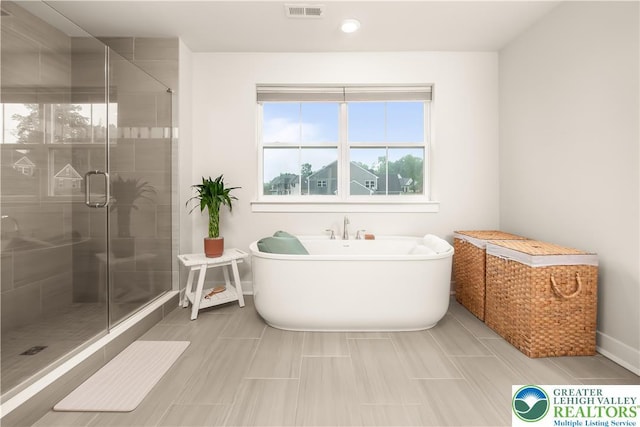 5635 Saucon Ridge Rd, Upper Saucon Twp, PA 18036 - full bath with a freestanding bath, a shower stall, and recessed lighting