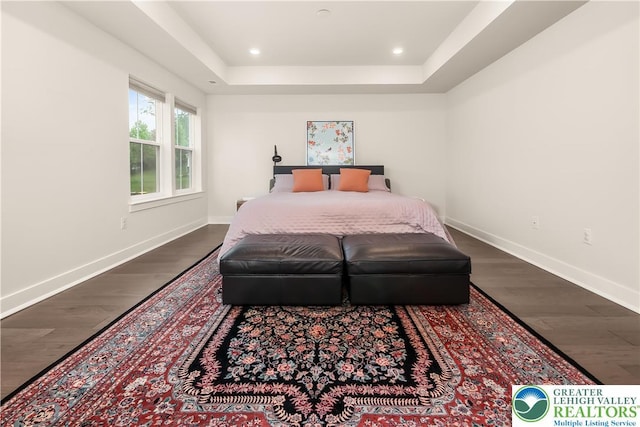 5635 Saucon Ridge Rd, Upper Saucon Twp, PA 18036 - bedroom with a tray ceiling, wood finished floors, and recessed lighting