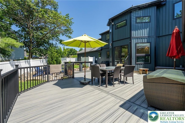 1488 Shelburne Ct, South Whitehall Twp, PA 18104 - wooden terrace with outdoor dining space