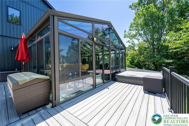 1488 Shelburne Ct, South Whitehall Twp, PA 18104 - wooden terrace with a sunroom
