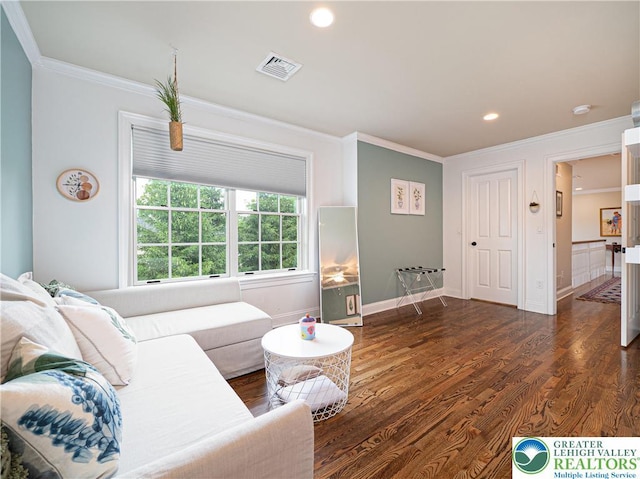2063 Forge Run, Bethlehem City, PA 18015 - living area with ornamental molding, wood finished floors, and recessed lighting