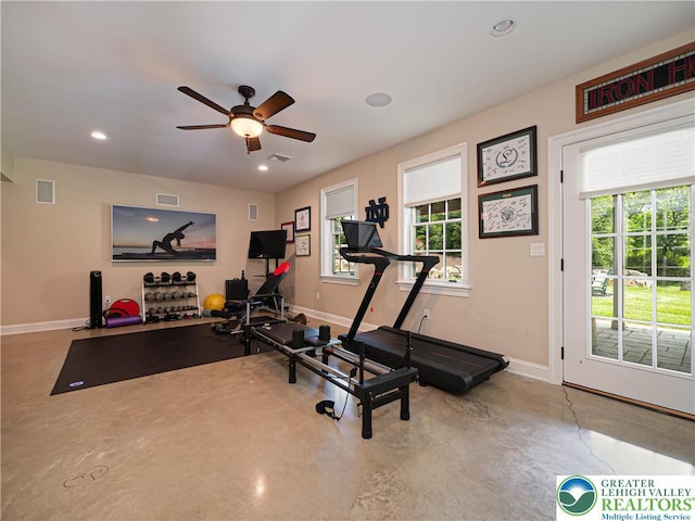 2063 Forge Run, Bethlehem City, PA 18015 - exercise area with ceiling fan and recessed lighting