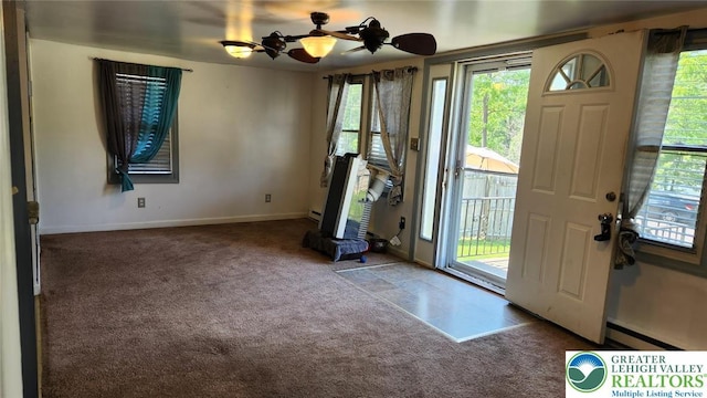 3807 Teak Dr, Lehigh Twp, PA 18067 - foyer entrance featuring carpet and a baseboard radiator