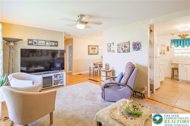 4306 Emerick Ter, Easton, PA 18045 - living room with a ceiling fan and wood finished floors