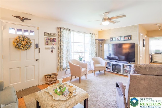 4306 Emerick Ter, Easton, PA 18045 - living room featuring ceiling fan and wood finished floors