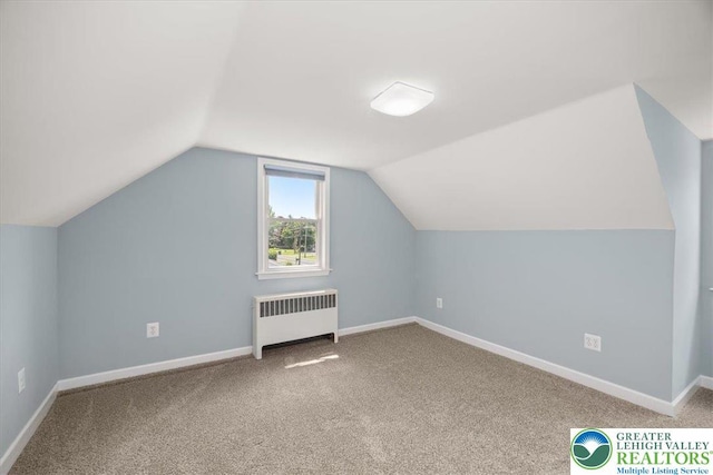 803 Stones Crossing Rd, Palmer Twp, PA 18045 - bonus room featuring radiator, carpet, and lofted ceiling