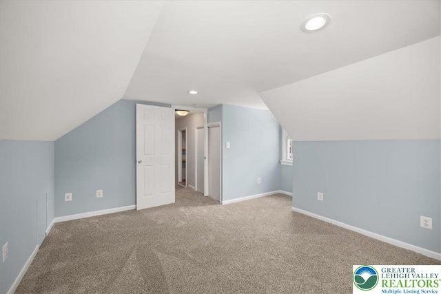 803 Stones Crossing Rd, Palmer Twp, PA 18045 - additional living space featuring carpet, lofted ceiling, and recessed lighting