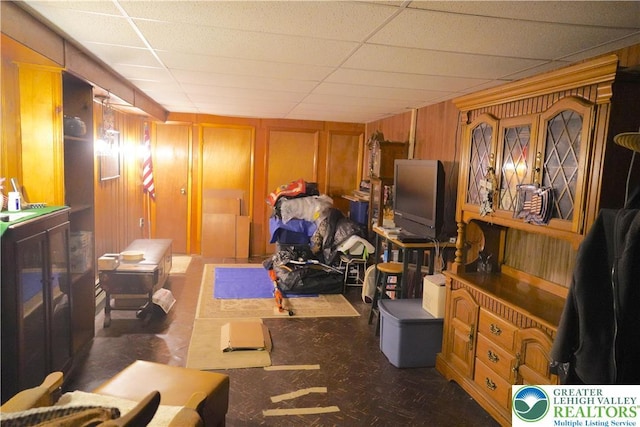 871 2nd St, Whitehall Twp, PA 18052 - finished below grade area with wood walls and a drop ceiling