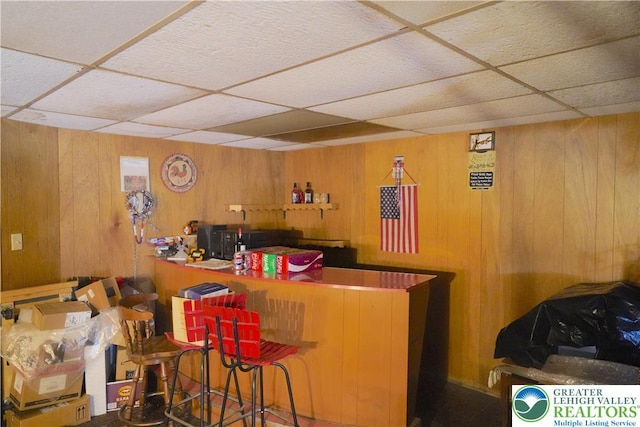 871 2nd St, Whitehall Twp, PA 18052 - indoor dry bar featuring a paneled ceiling and wood walls