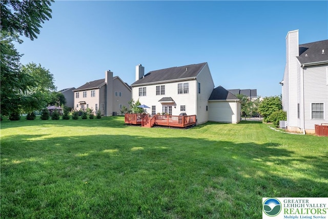 1989 Strathmore Dr, Macungie Boro, PA 18062 - rear view of property with a yard and a wooden deck