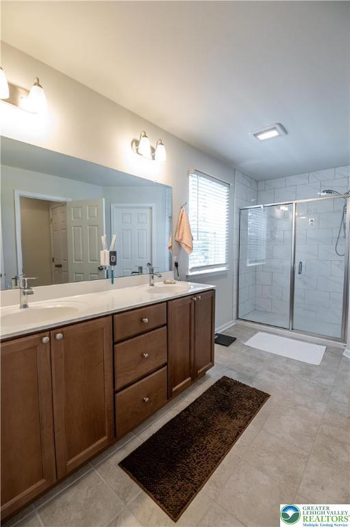 320 Bendelow Ln, Northampton Boro, PA 18067 - bathroom featuring double vanity and a shower stall