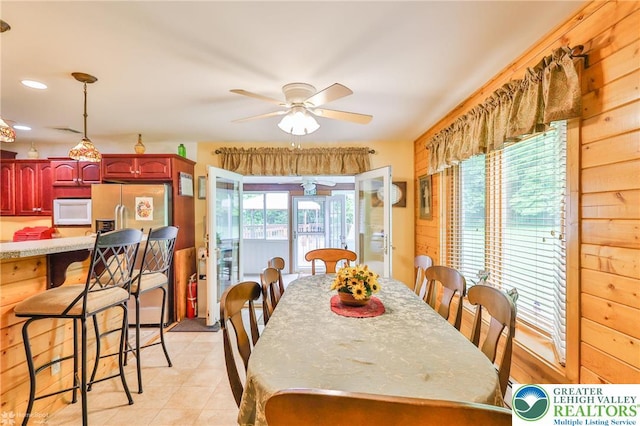 142 Hickory Ln, Chestnuthill Twp, PA 18353 - dining space featuring ceiling fan, recessed lighting, and light tile patterned flooring