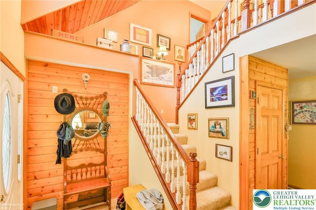 142 Hickory Ln, Chestnuthill Twp, PA 18353 - stairway with a high ceiling