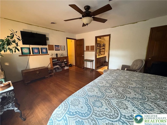 4804 Parkview Dr S, Lower Macungie Twp, PA 18049 - bedroom featuring wood finished floors, ensuite bathroom, and a ceiling fan