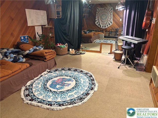 4804 Parkview Dr S, Lower Macungie Twp, PA 18049 - living area with wooden walls and carpet flooring