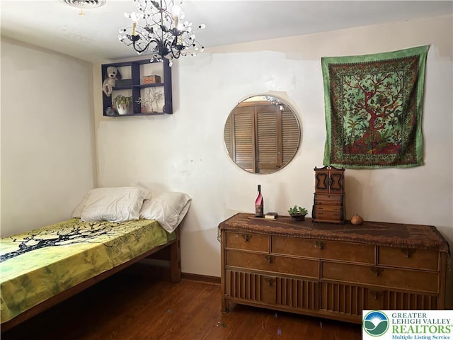 4804 Parkview Dr S, Lower Macungie Twp, PA 18049 - bedroom featuring wood finished floors and a chandelier