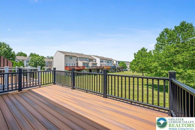 4583 Jasmine Dr, Upper Saucon Twp, PA 18034 - wooden terrace featuring a residential view and a yard