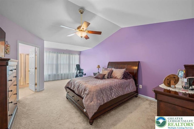 4583 Jasmine Dr, Upper Saucon Twp, PA 18034 - bedroom featuring lofted ceiling, carpet floors, and a ceiling fan