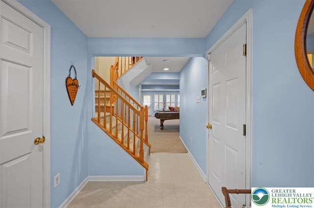 4583 Jasmine Dr, Upper Saucon Twp, PA 18034 - tiled foyer with stairs and baseboards