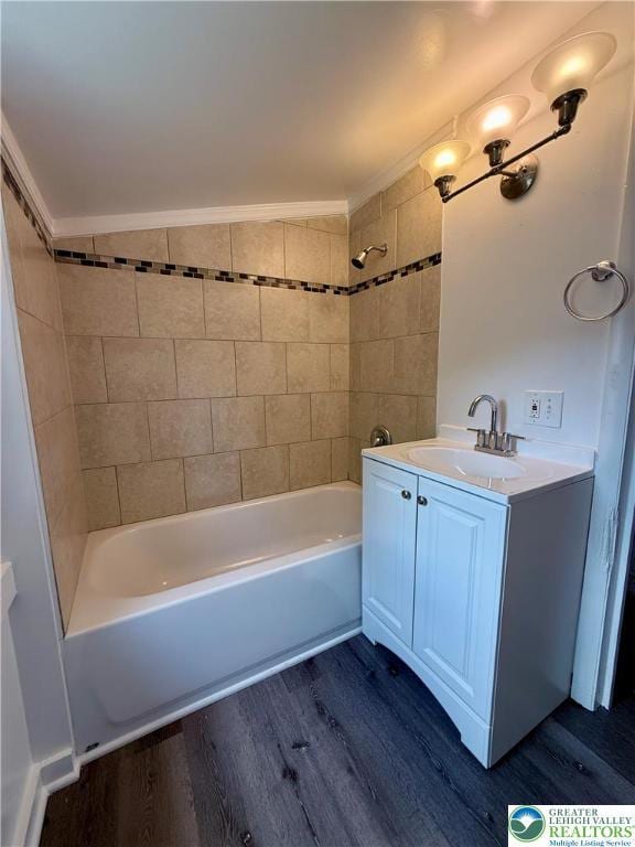115 W Frankford St, Bethlehem City, PA 18018 - bathroom with wood finished floors, vanity, and  shower combination