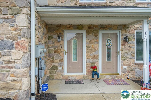 26 Chestnut Commons Ct, Easton, PA 18040 - view of exterior entry featuring stone siding