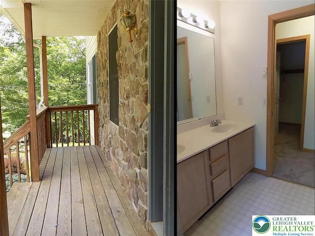 217 St Andrews Dr, Middle Smithfield Twp, PA 18324 - bathroom with double vanity and plenty of natural light