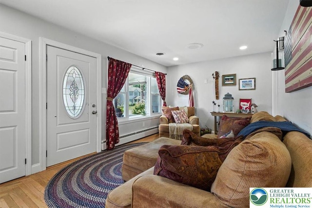 320 Nulton Ave, Palmer Twp, PA 18045 - foyer entrance featuring a baseboard heating unit and recessed lighting