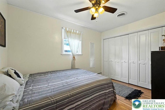 320 Nulton Ave, Palmer Twp, PA 18045 - bedroom featuring wood finished floors, a closet, and ceiling fan