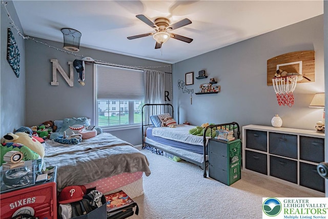 301 Maple Ct, Alburtis Boro, PA 18011 - bedroom featuring carpet and a ceiling fan