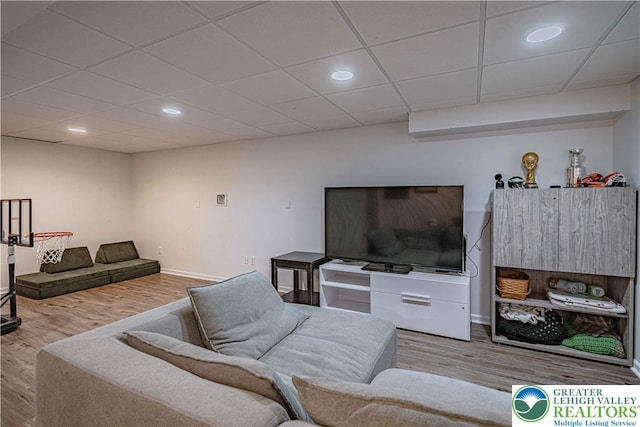 301 Maple Ct, Alburtis Boro, PA 18011 - living room featuring wood finished floors, recessed lighting, and a drop ceiling