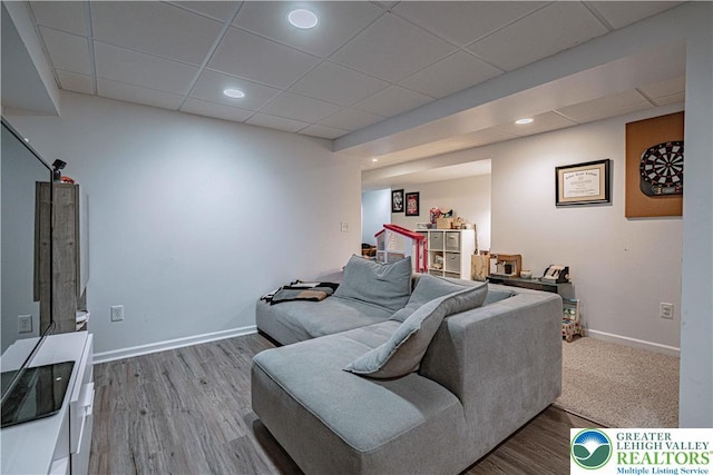 301 Maple Ct, Alburtis Boro, PA 18011 - living room with a drop ceiling, wood finished floors, and recessed lighting
