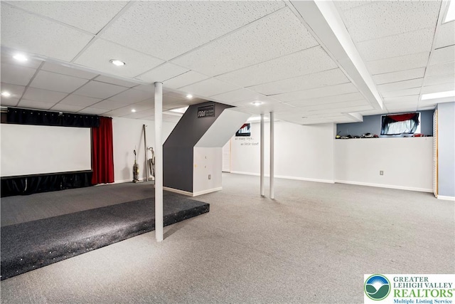 2535 Clark Pl, Forks Twp, PA 18040 - finished below grade area with recessed lighting, a drop ceiling, and carpet flooring