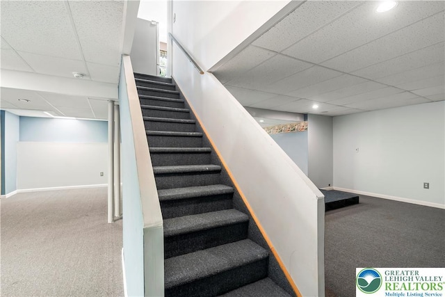 2535 Clark Pl, Forks Twp, PA 18040 - stairway with carpet floors, a paneled ceiling, and recessed lighting