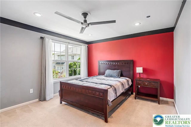 2535 Clark Pl, Forks Twp, PA 18040 - carpeted bedroom with recessed lighting and a ceiling fan
