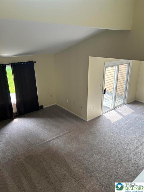 349 Tamarack Dr, South Whitehall Twp, PA 18104 - spare room with carpet flooring, plenty of natural light, and vaulted ceiling