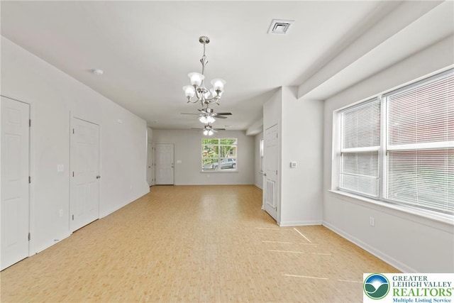 271 W Fairview St W, Bethlehem City, PA 18018 - empty room with a chandelier and ceiling fan