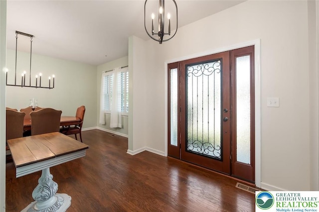 2186 Eagles Landing Dr, Upper Nazareth Twp, PA 18064 - entryway with a chandelier and wood finished floors