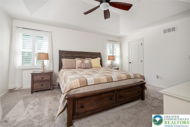 2186 Eagles Landing Dr, Upper Nazareth Twp, PA 18064 - bedroom with carpet, vaulted ceiling, and a ceiling fan
